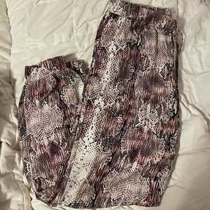 J-Lo Snakeskin joggers - size medium - pink purple black white and grey shades